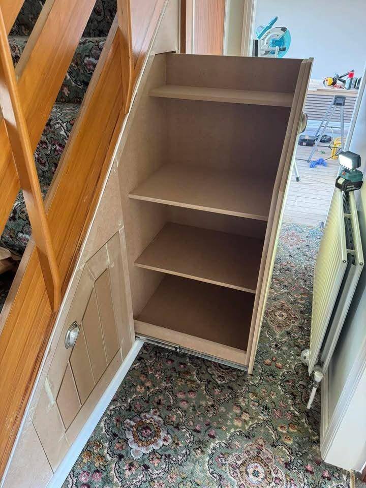 Bespoke timber under stair storage in Huddersfield